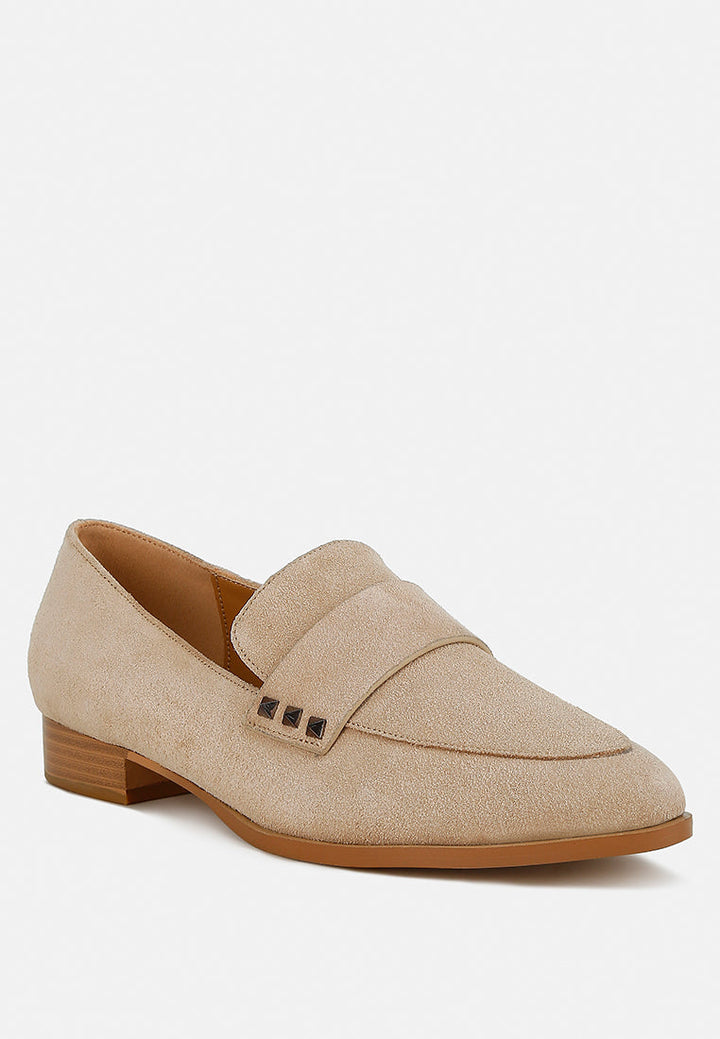 studded suede loafers by ruw color_sand