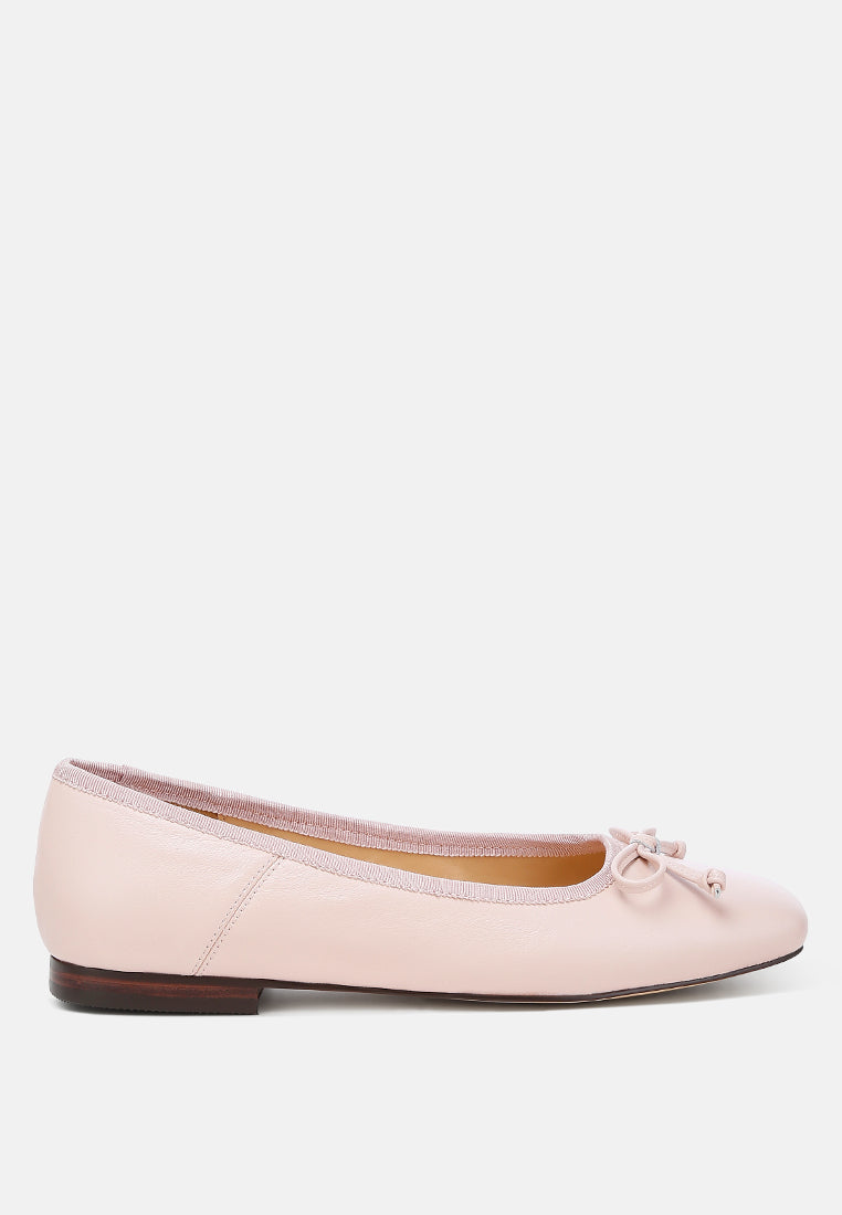 square-toe bow ballerinas by ruw color_pink