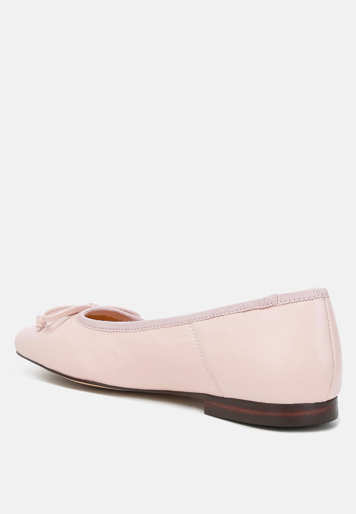 square-toe bow ballerinas by ruw color_pink