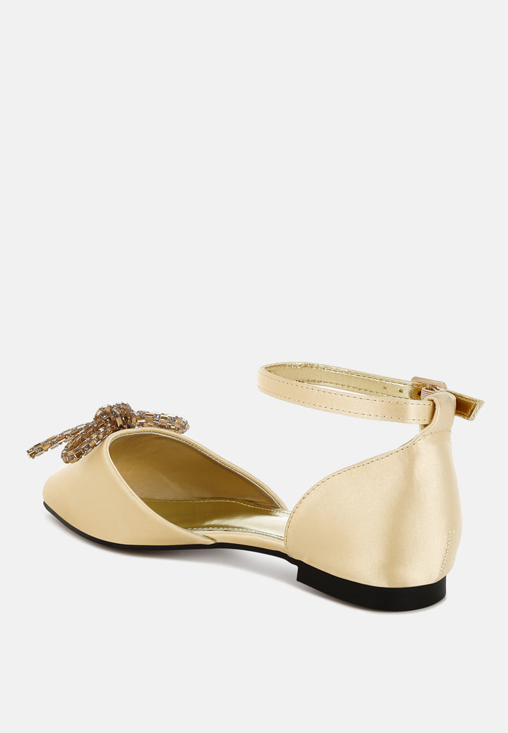 simina rhinestone detail bow flat sandals by ruw#color_gold