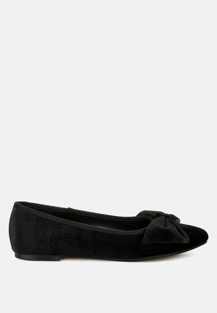 luxurious velvet bow ballerinas by ruw#color_black