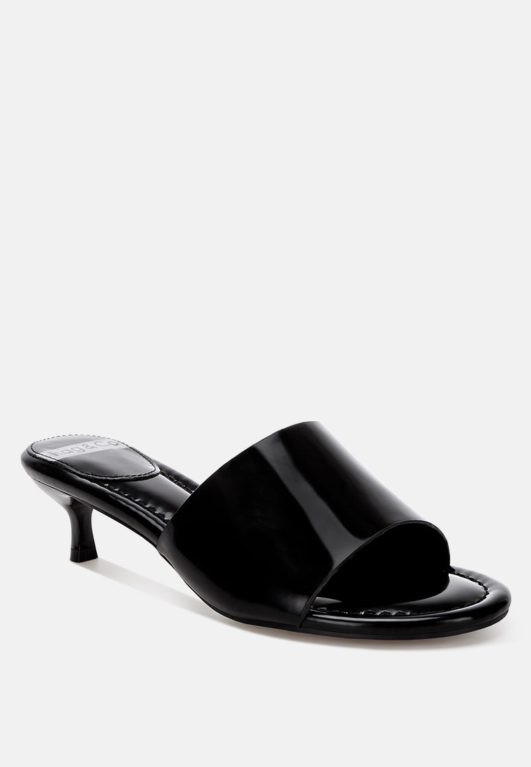Vizzini Kitten Heel Sandals#color_black Patent Manmade Leather