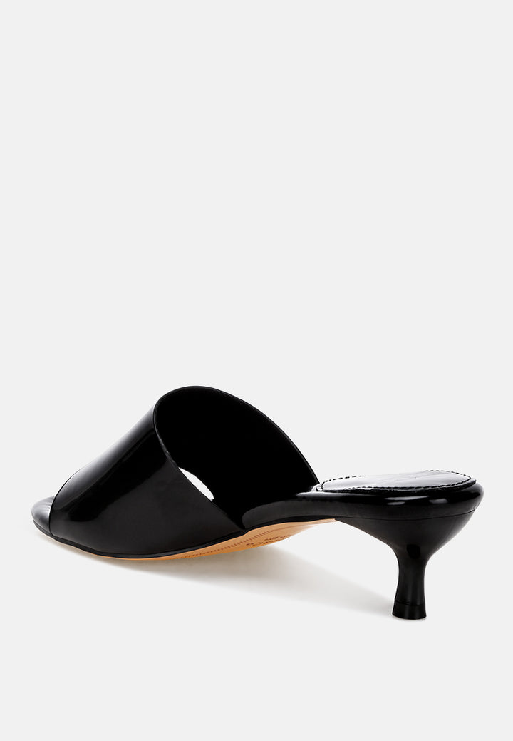 Vizzini Kitten Heel Sandals#color_black Patent Manmade Leather