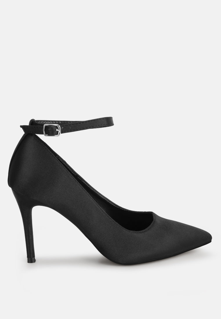 ankle strap stiletto heel pumps by ruw#color_black-satin