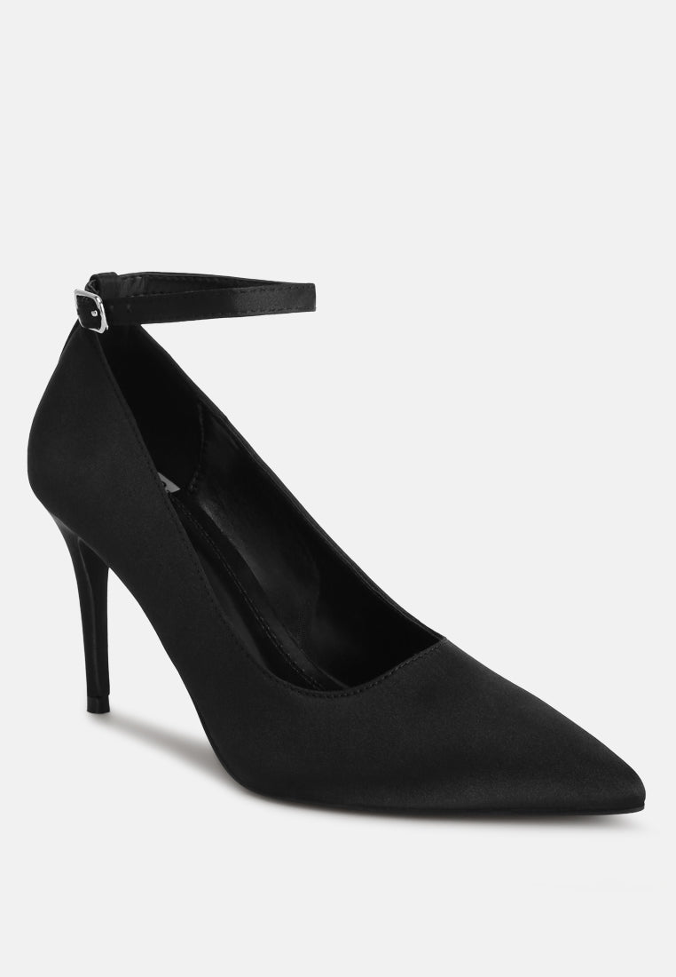 ankle strap stiletto heel pumps by ruw#color_black-satin