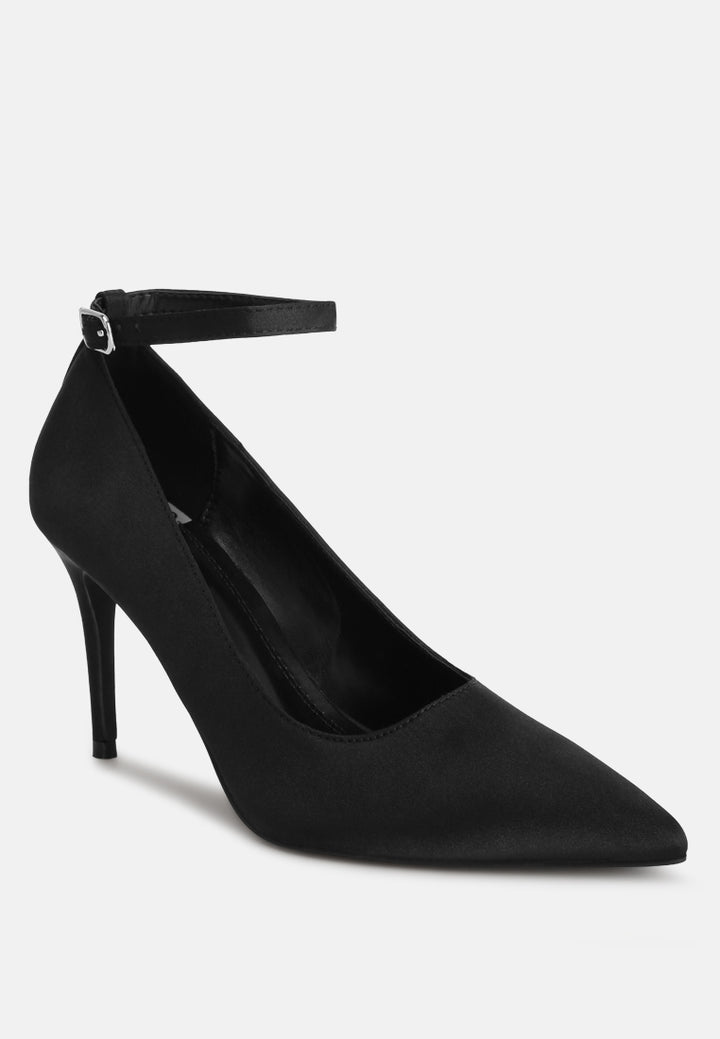 ankle strap stiletto heel pumps by ruw#color_black-satin