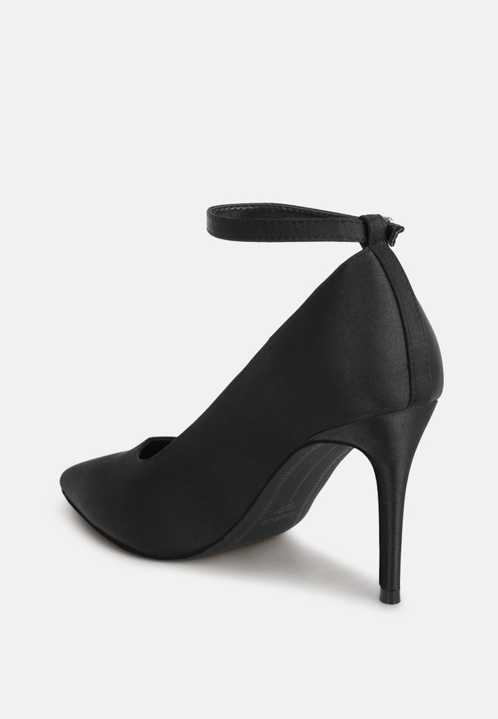 ankle strap stiletto heel pumps by ruw#color_black-satin