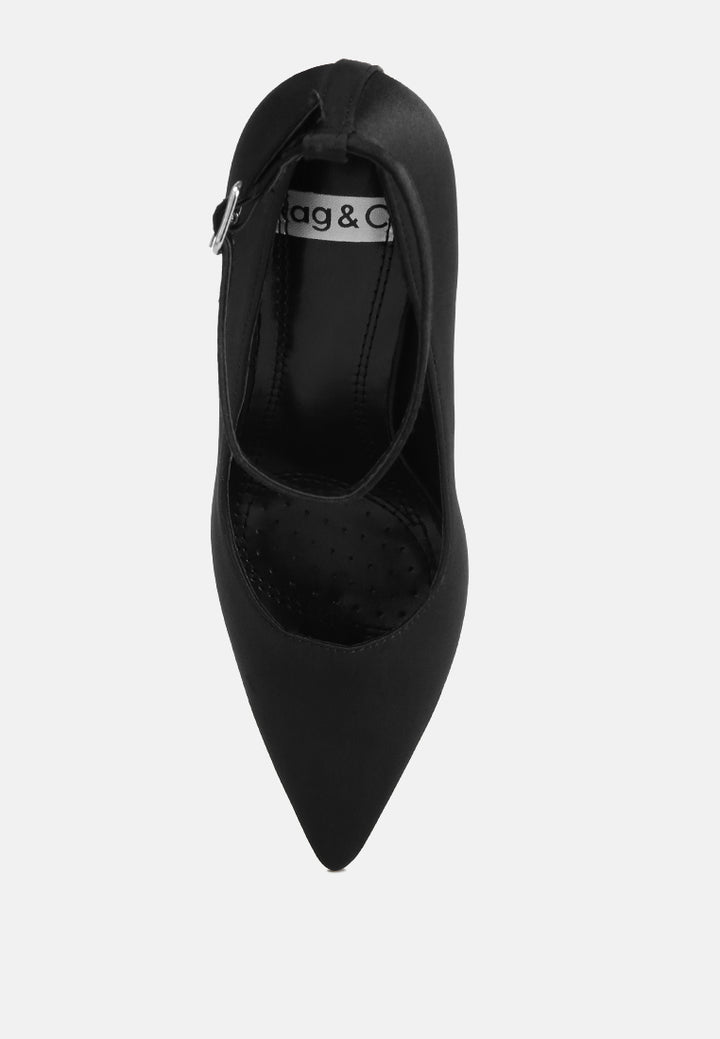 ankle strap stiletto heel pumps by ruw#color_black-satin