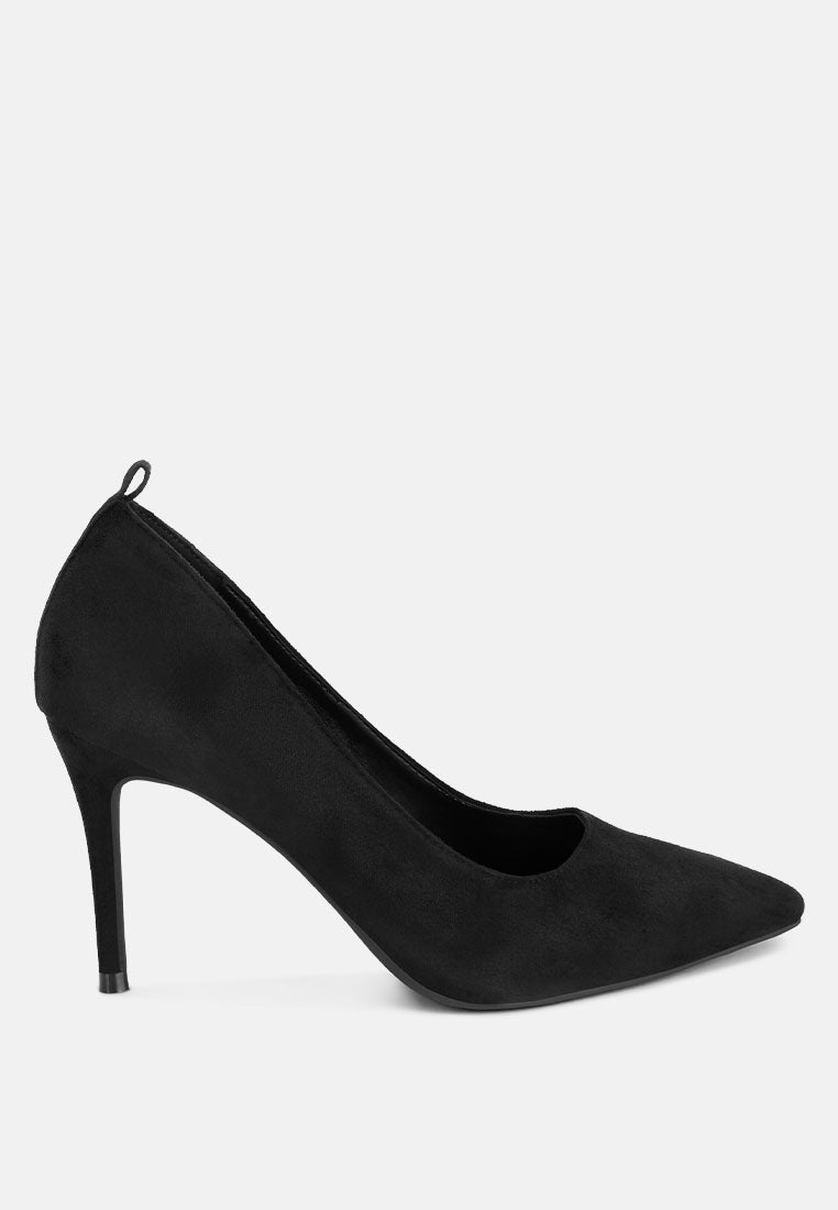 ankle strap stiletto heel pumps by ruw#color_black-suede