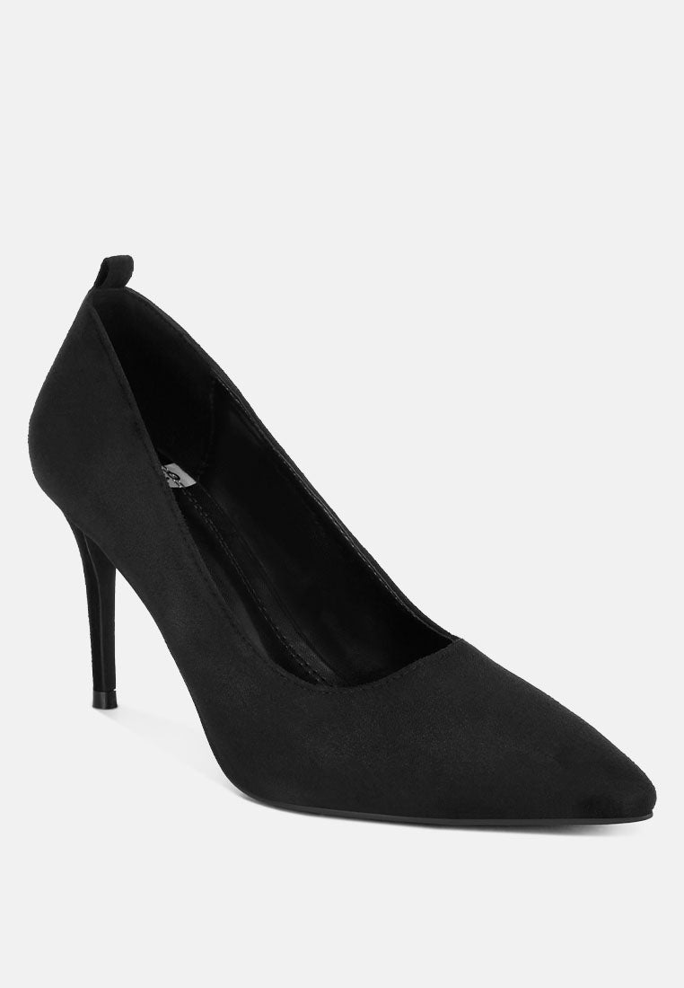 ankle strap stiletto heel pumps by ruw#color_black-suede