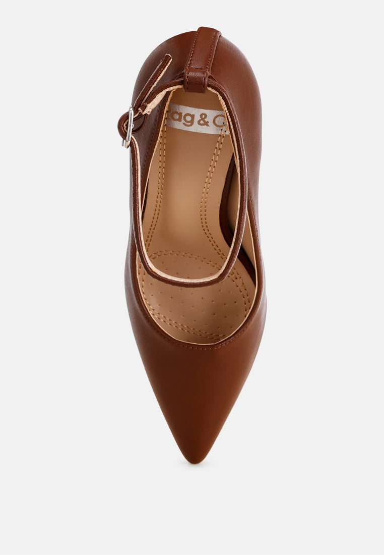 ankle strap stiletto heel pumps by ruw#color_brown-leather