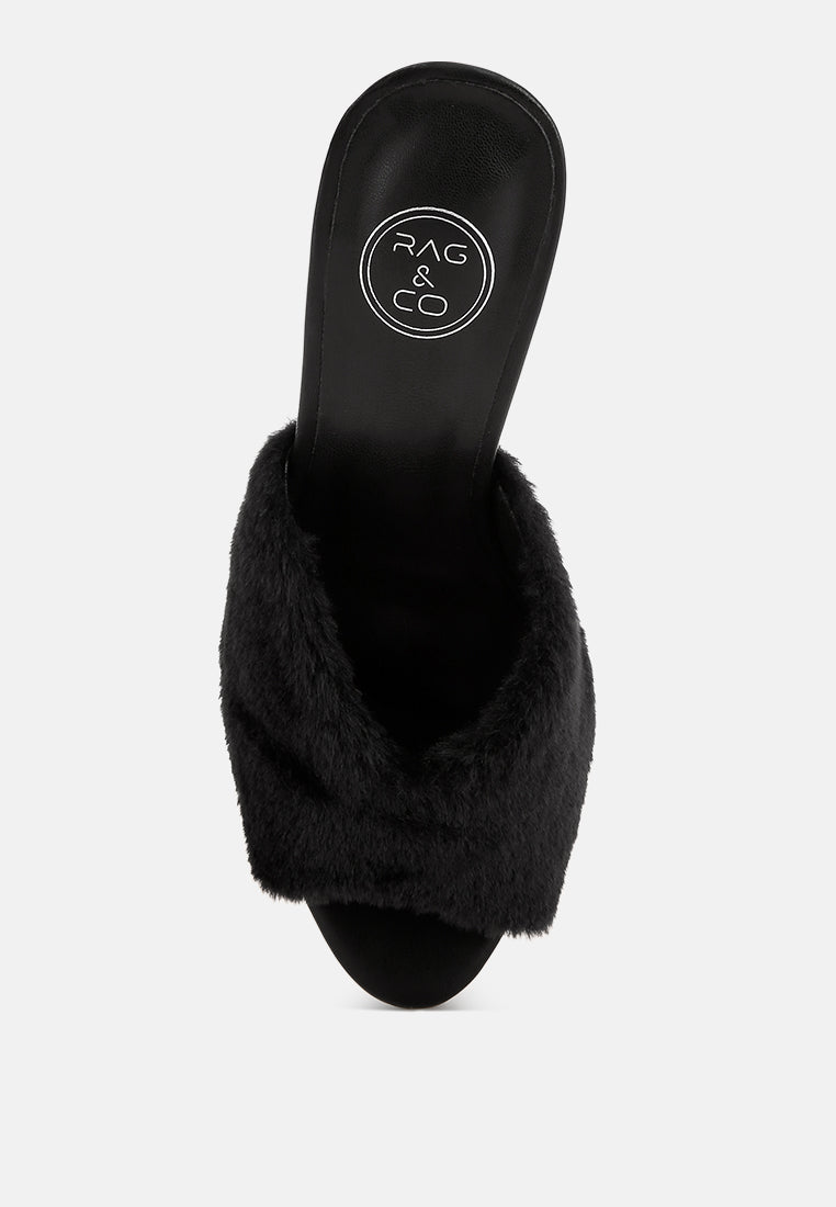 furry sleek stiletto heels#color_black