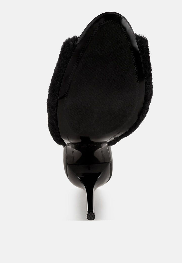 furry sleek stiletto heels#color_black
