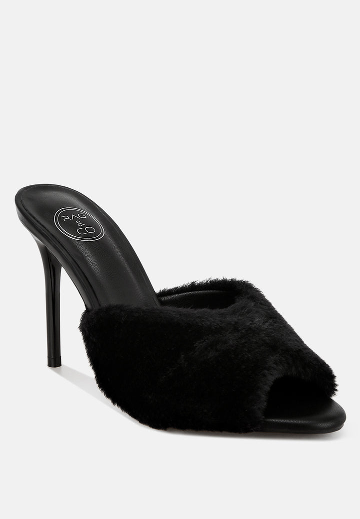 furry sleek stiletto heels#color_black