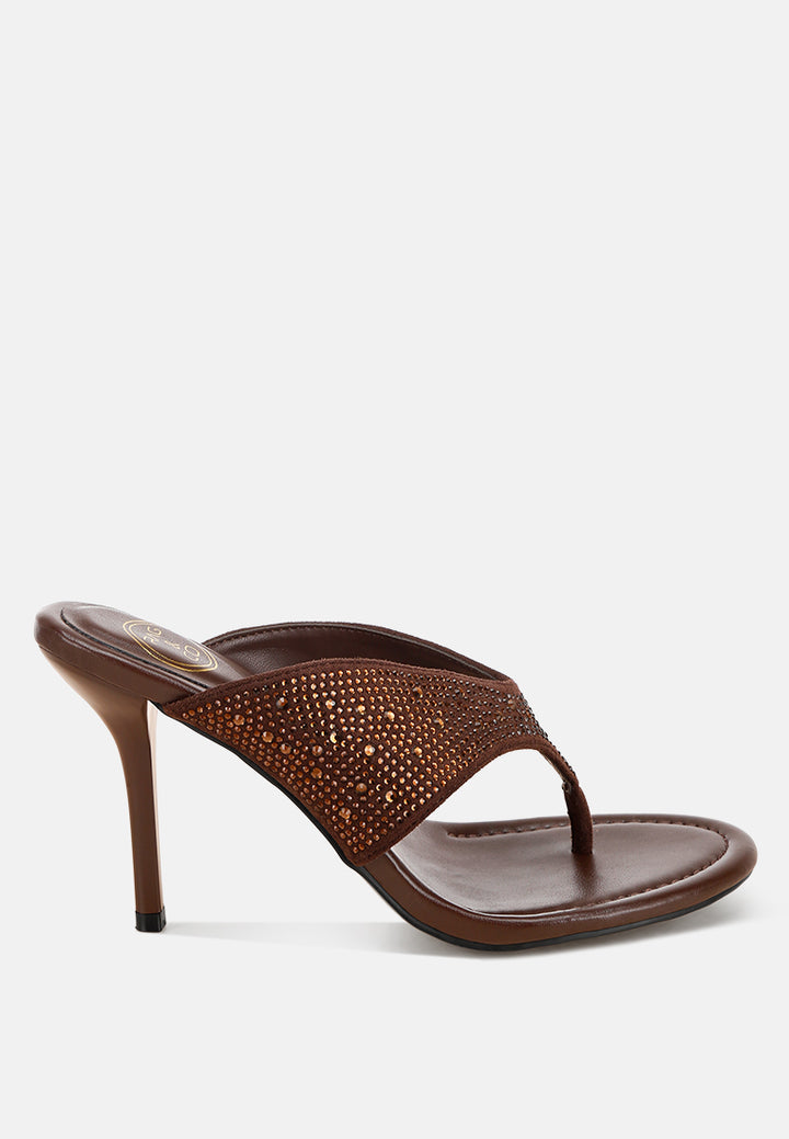 Roseus Rhinestone Accent Stiletto Heels#color_brown