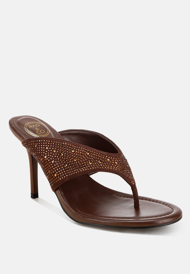 Roseus Rhinestone Accent Stiletto Heels#color_brown