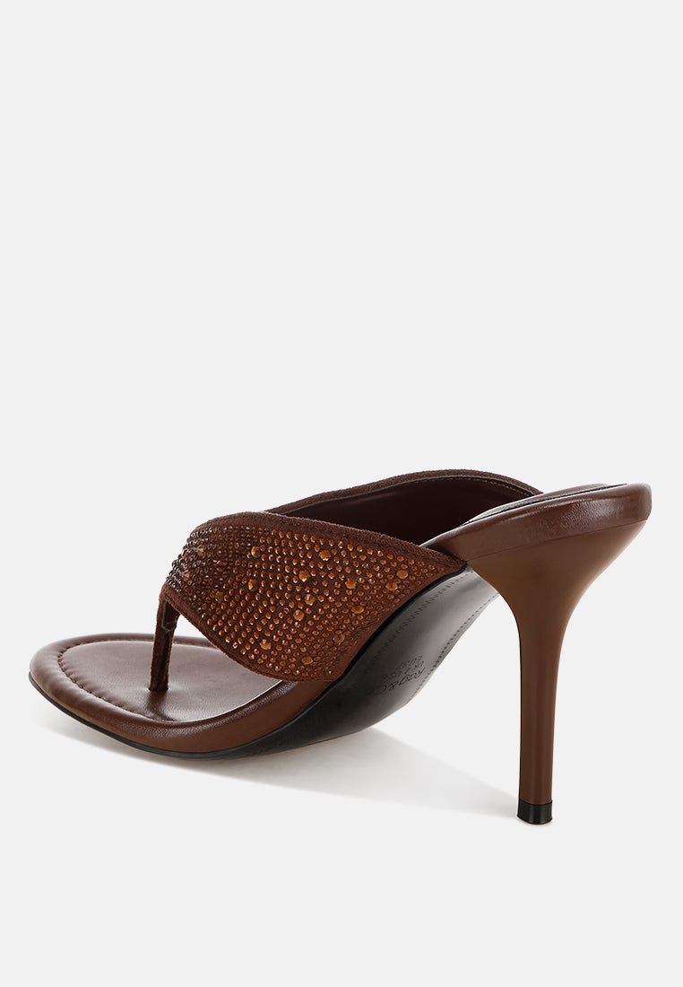 rhinestone accent stiletto heels#color_brown