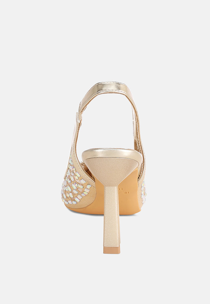 orvana diamante embellished slingback sandals#color_gold-metalic