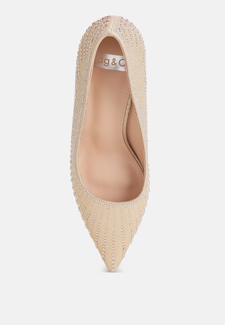 pitchers pointed toe stiletto heels#color_gold-suede