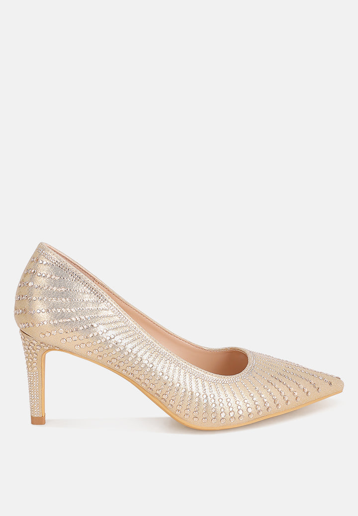 pitchers pointed toe stiletto heels#color_gold-suede