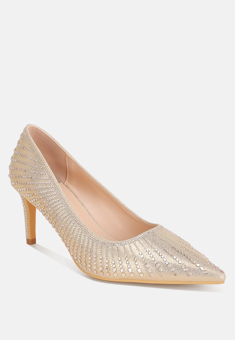 pitchers pointed toe stiletto heels#color_gold-suede