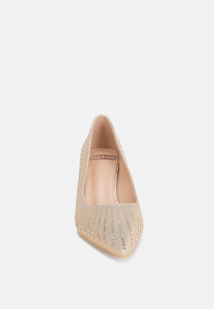 pitchers pointed toe stiletto heels#color_gold-suede