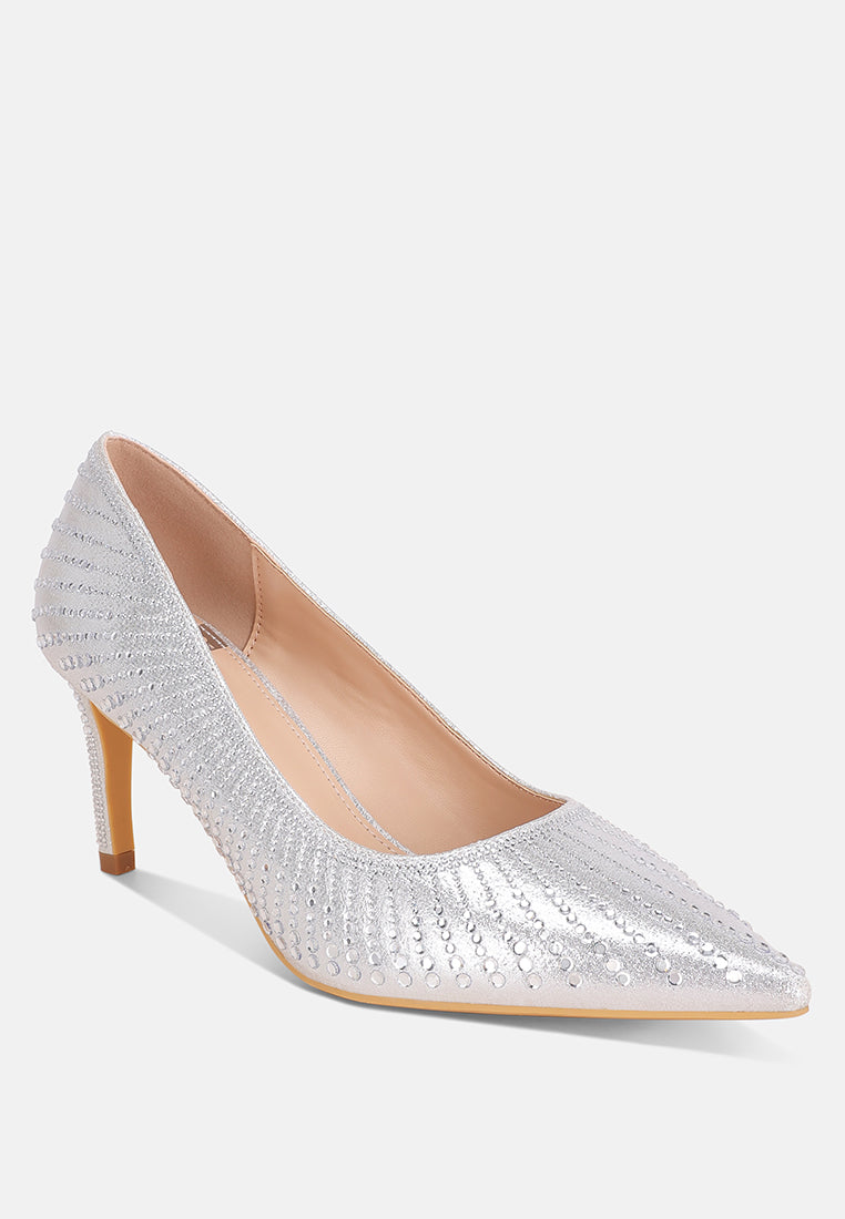 pitchers pointed toe stiletto heels#color_silver-suede