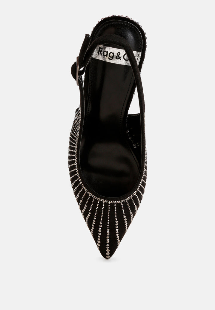odessa slingback rhinestone embellished heels#color_black-suede