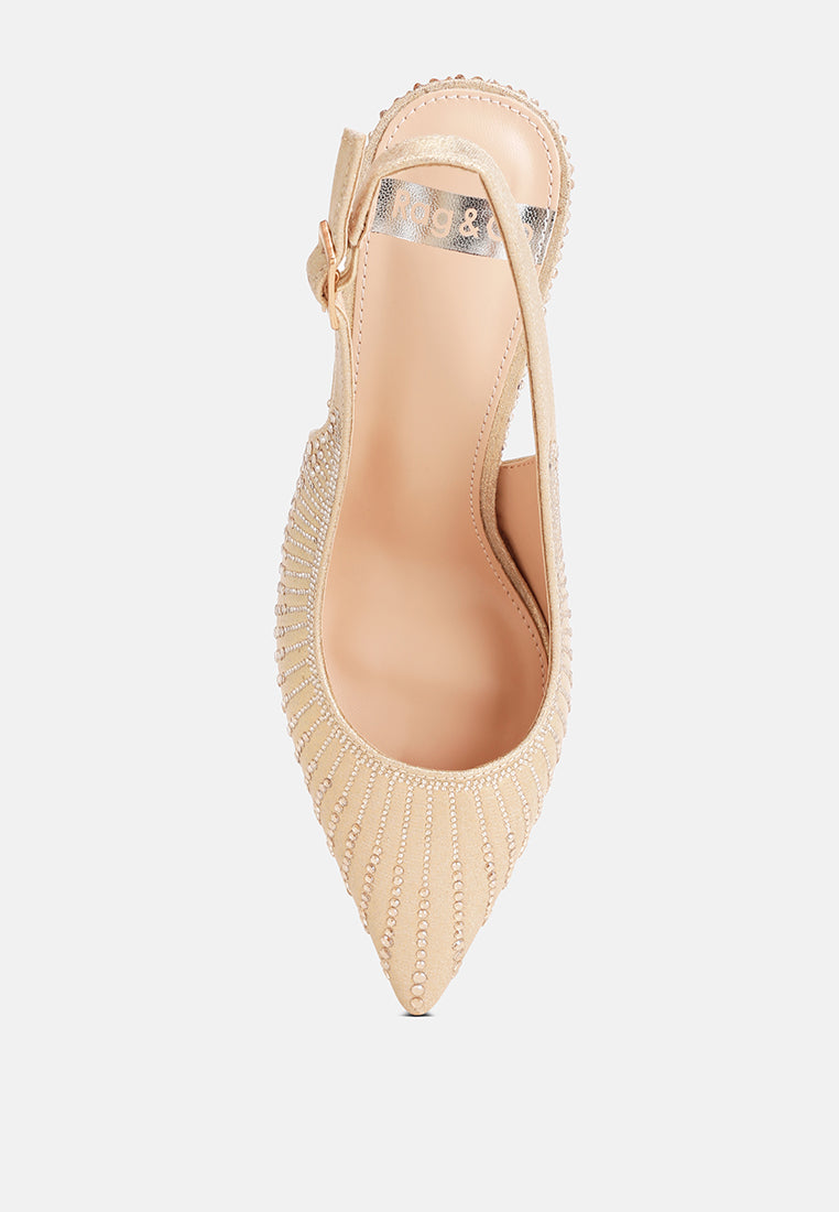 odessa rhinestone embellished pointed toe heels#color_gold-suede