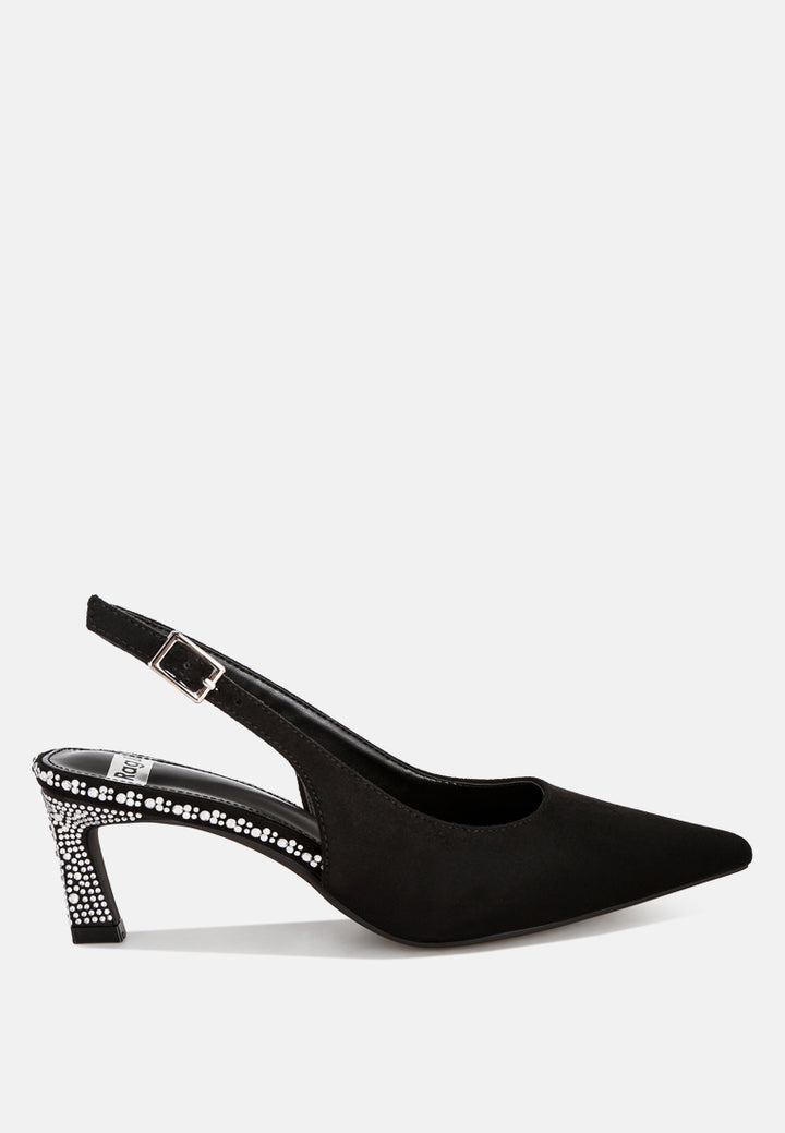 ondrila rhinestones embellished heels#color_black-suede