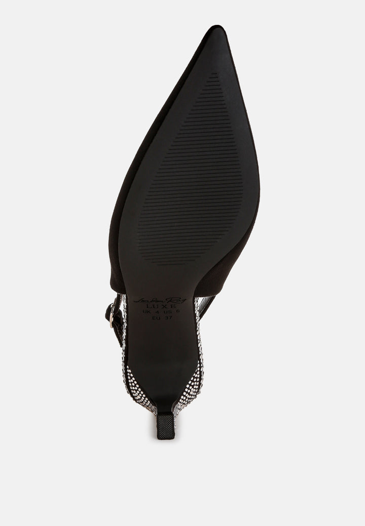 ondrila rhinestones embellished heels#color_black-suede