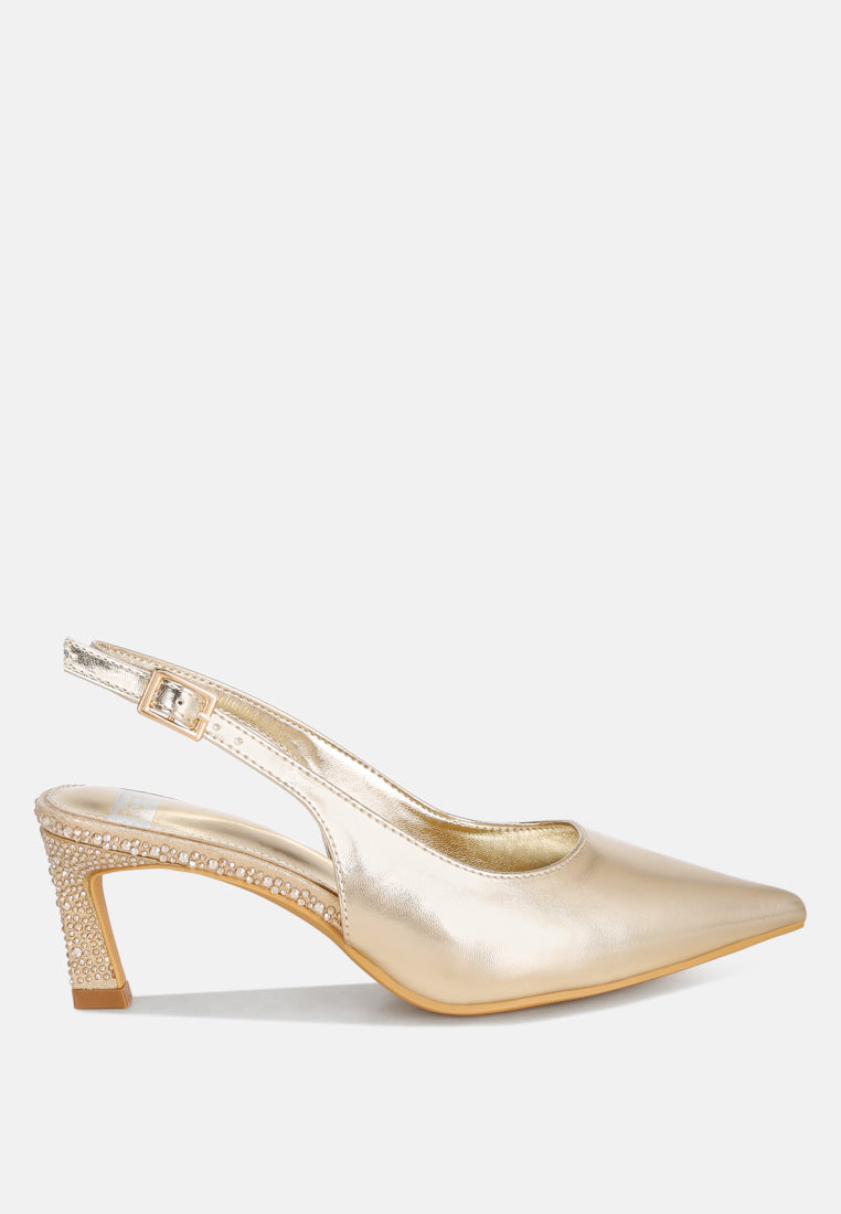 ondrila pin buckle rhinestone stilettos#color_gold-metalic
