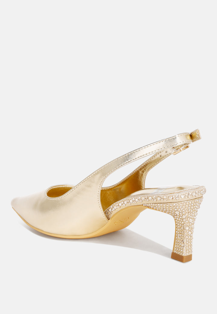 ondrila pin buckle rhinestone stilettos#color_gold-metalic