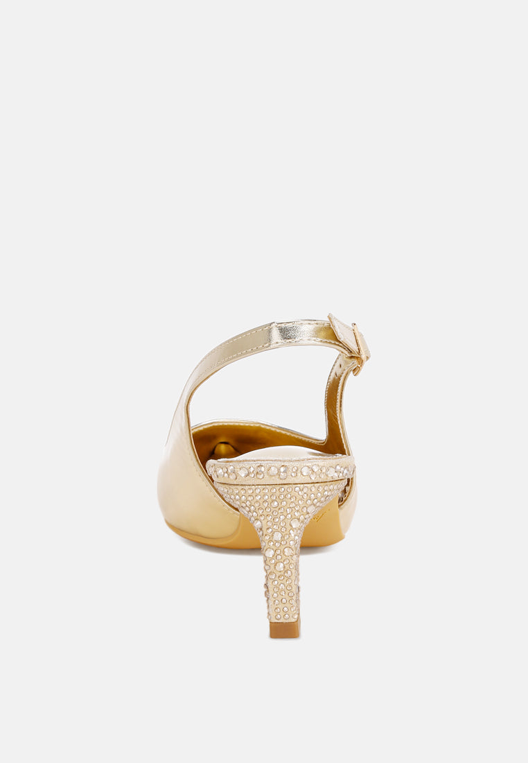 ondrila pin buckle rhinestone stilettos#color_gold-metalic