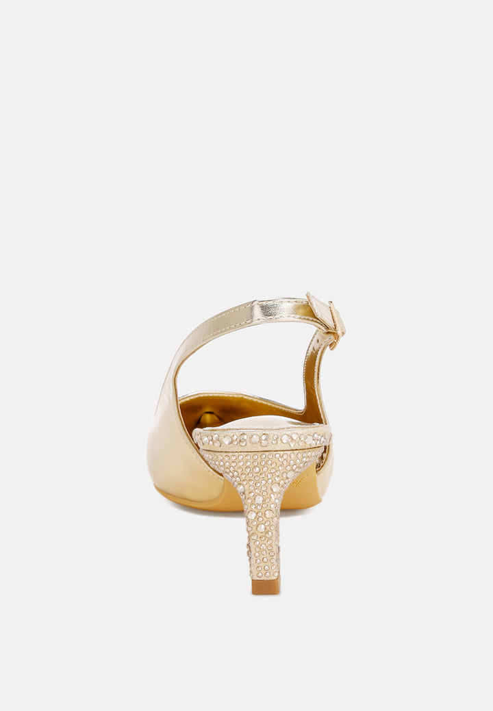 ondrila pin buckle rhinestone stilettos#color_gold-metalic