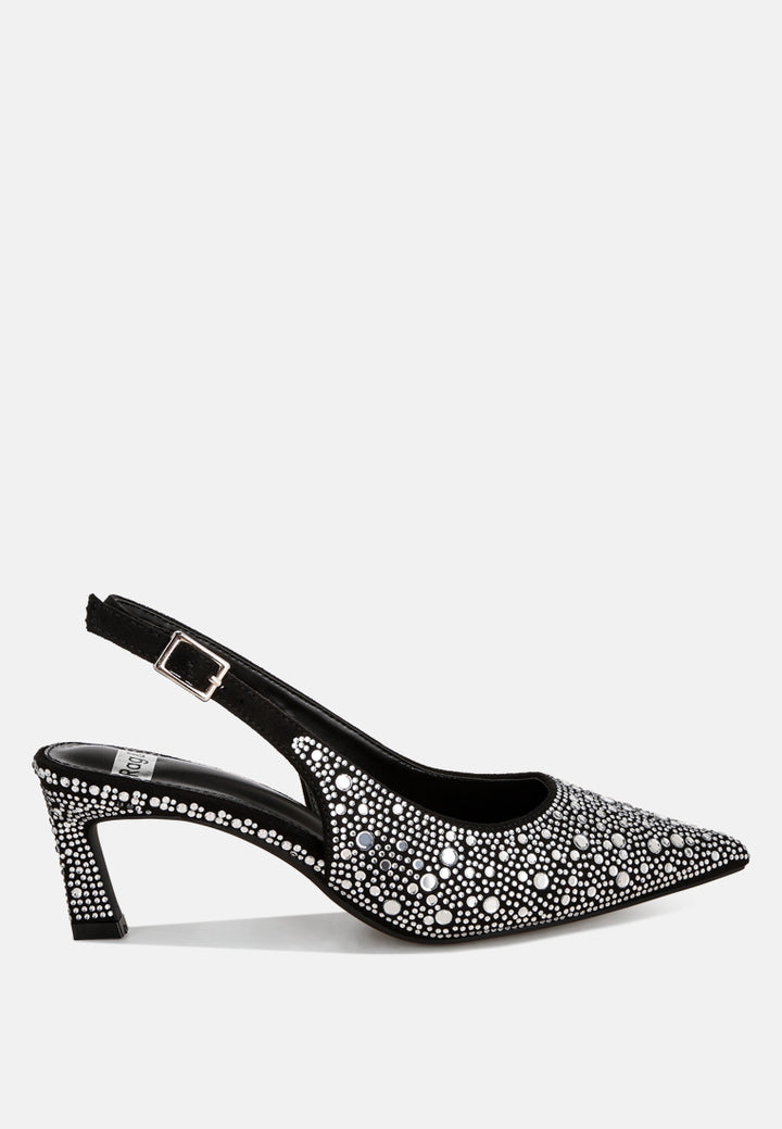 honarta rhinestone embellished slingback heels#color_black-suede