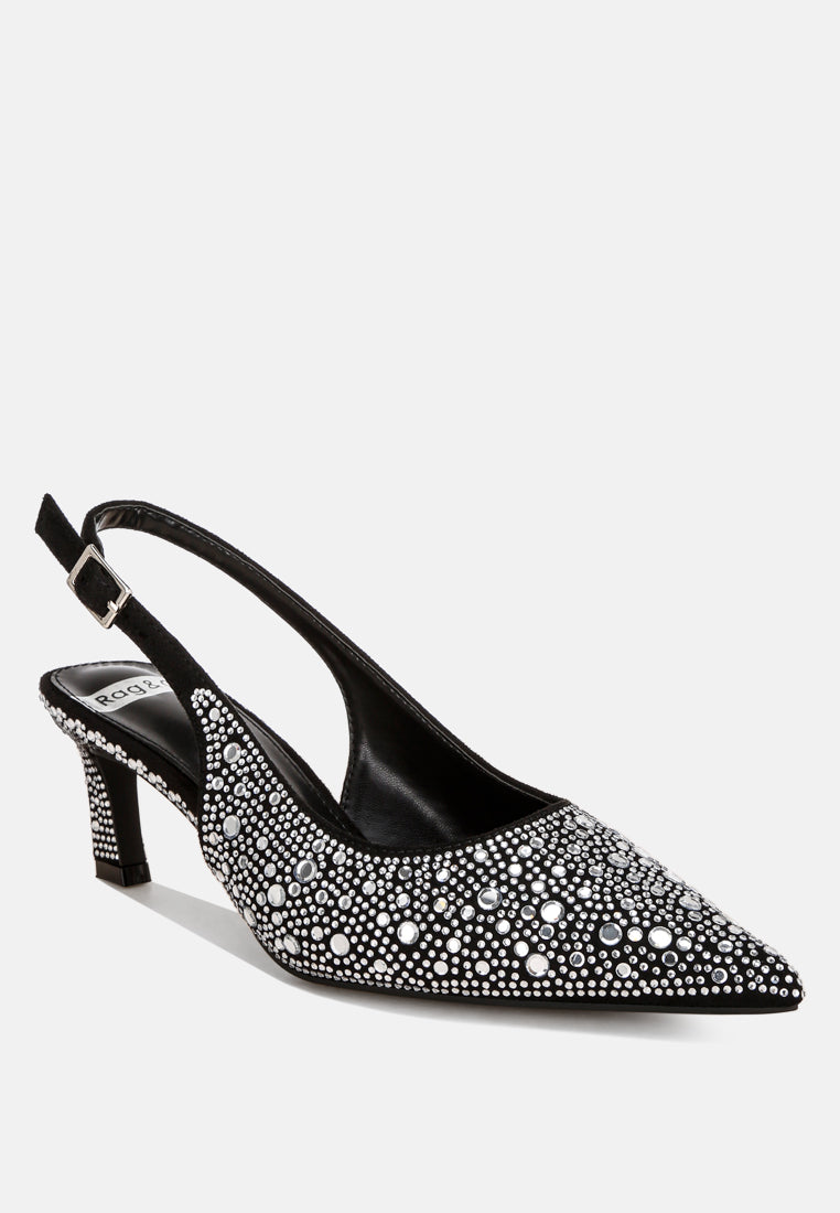 honarta rhinestone embellished slingback heels#color_black-suede