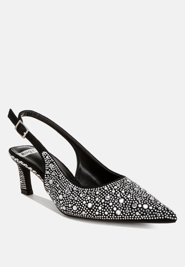 honarta rhinestone embellished slingback heels#color_black-suede