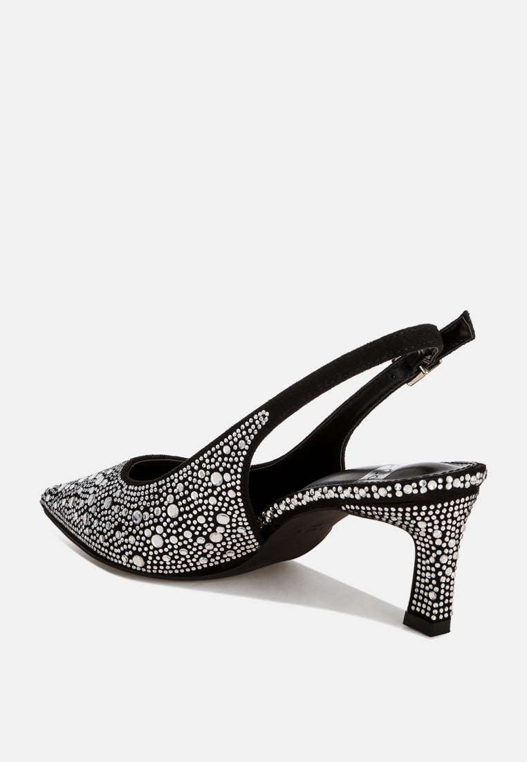 honarta rhinestone embellished slingback heels#color_black-suede