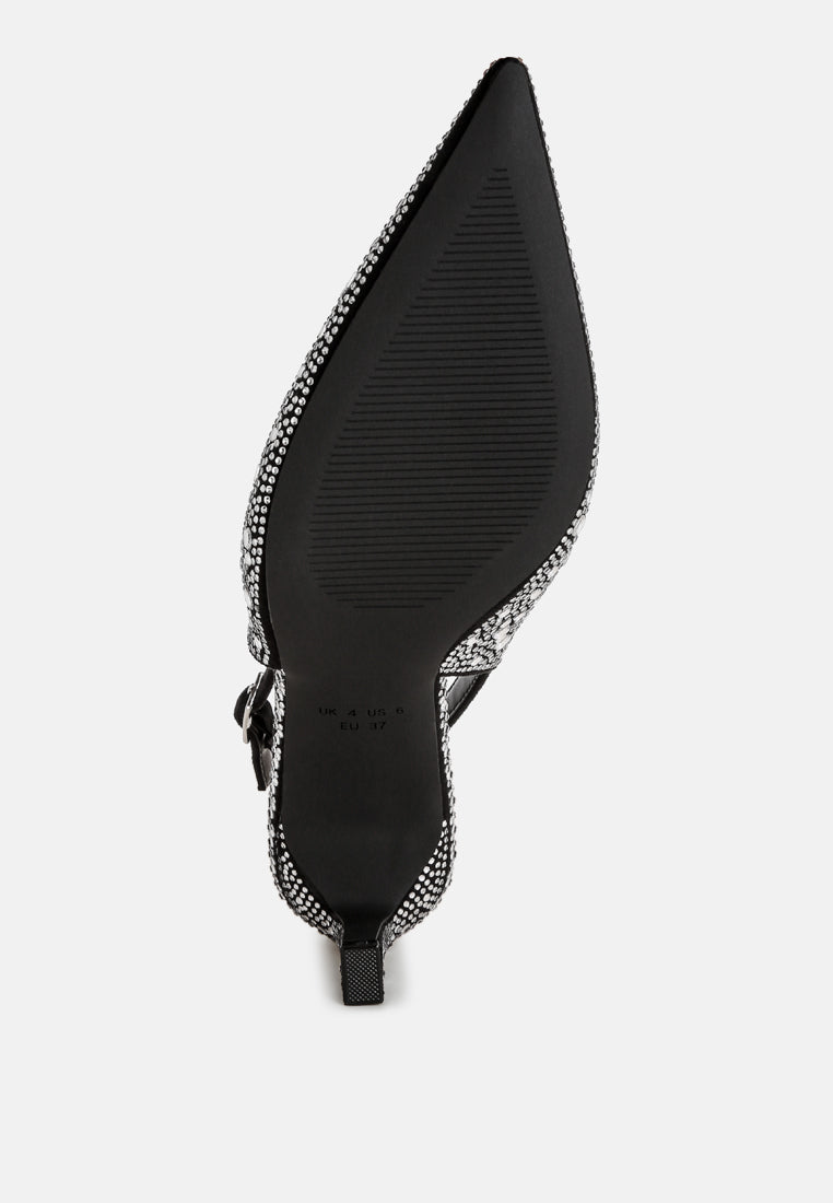 honarta rhinestone embellished slingback heels#color_black-suede