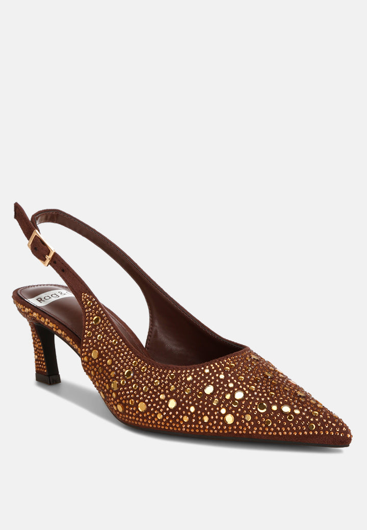 honarta rhinestone embellished slingback heels#color_brown-suede