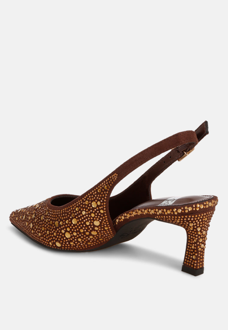 honarta rhinestone embellished slingback heels#color_brown-suede