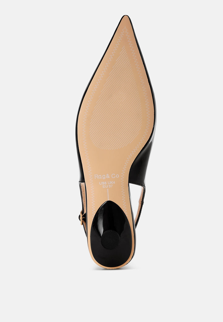 classic horsebit detail slingback heels by ruw#color_black-patent
