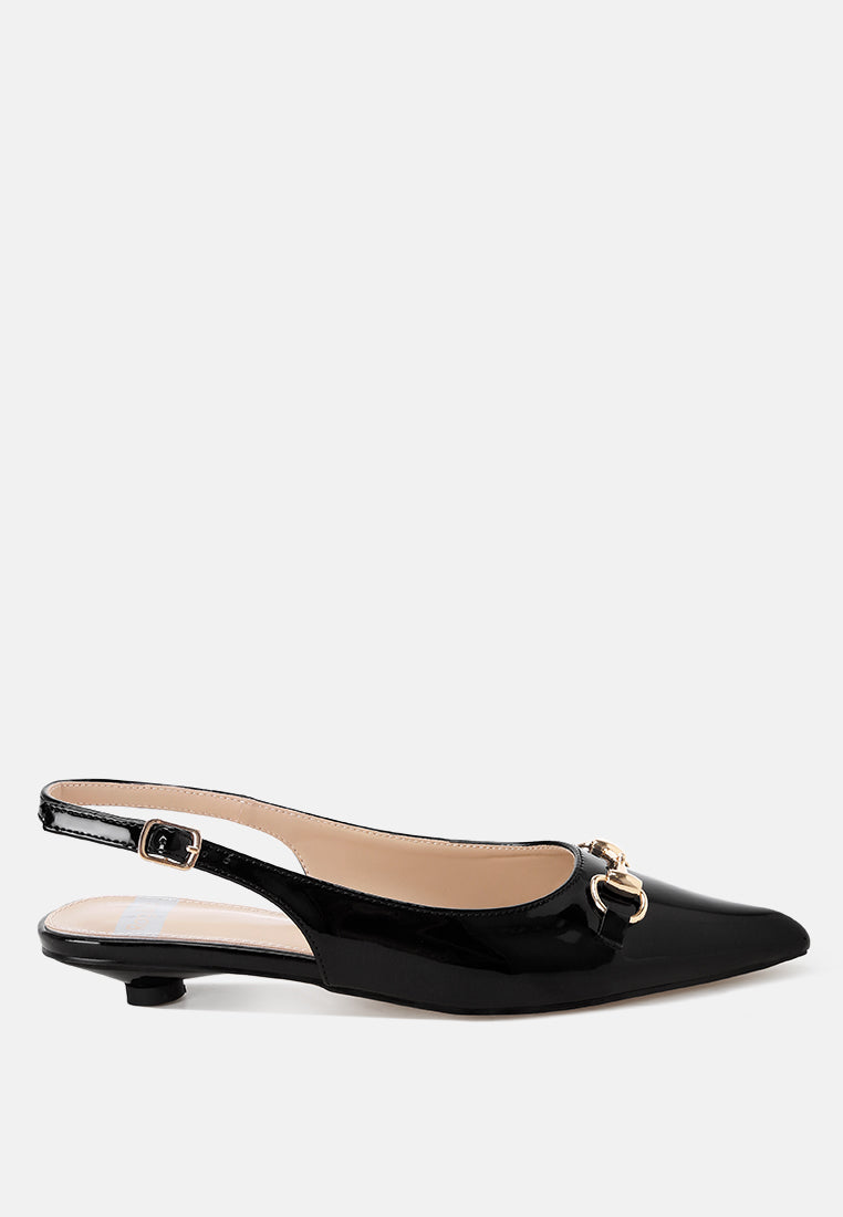 classic horsebit detail slingback heels by ruw#color_black-patent