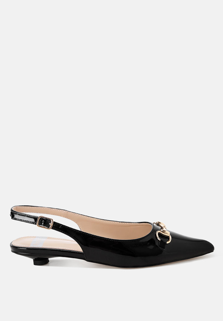classic horsebit detail slingback heels by ruw#color_black-patent