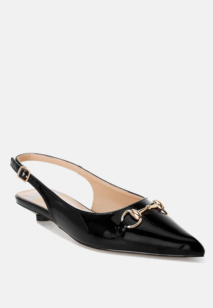 classic horsebit detail slingback heels by ruw#color_black-patent