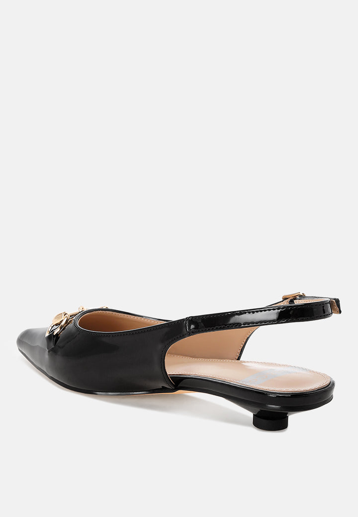 classic horsebit detail slingback heels by ruw#color_black-patent