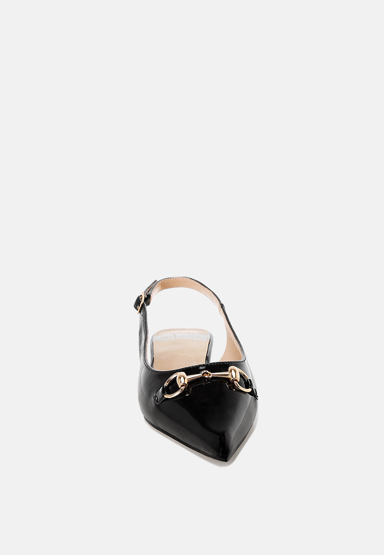 classic horsebit detail slingback heels by ruw#color_black-patent