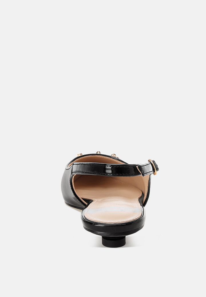 classic horsebit detail slingback heels by ruw#color_black-patent