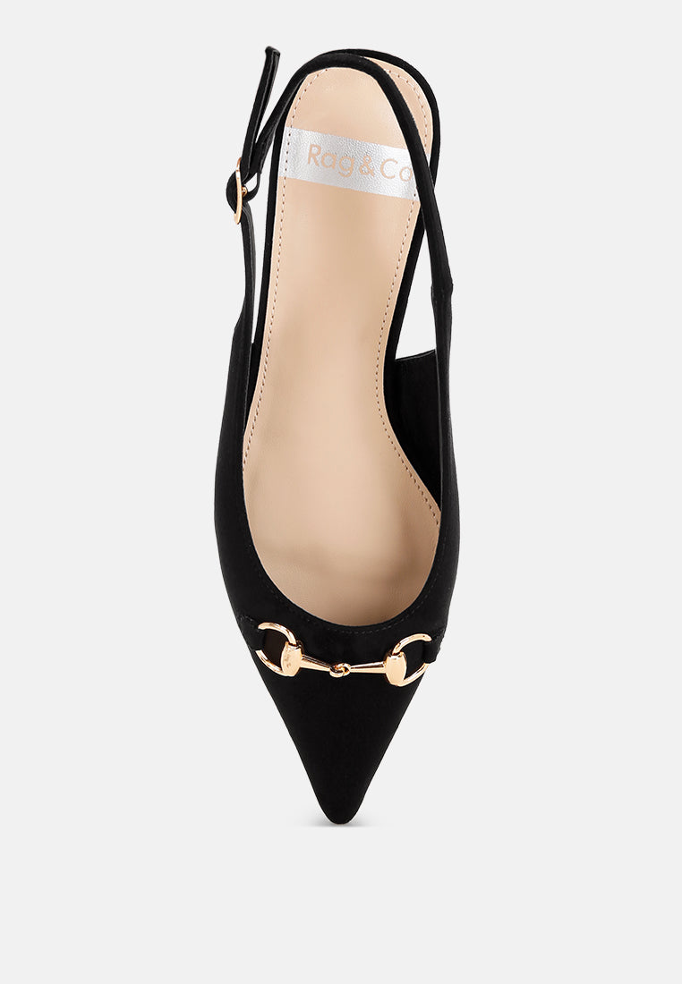 classic horsebit detail slingback heels by ruw#color_black-suede